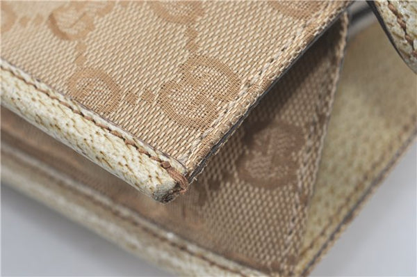 Authentic GUCCI Shoulder Tote Bag GG Canvas Leather 124260 Beige J0607