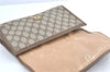 Authentic GUCCI Web Sherry Line Clutch Hand Bag Purse GG PVC Leather Brown J0608