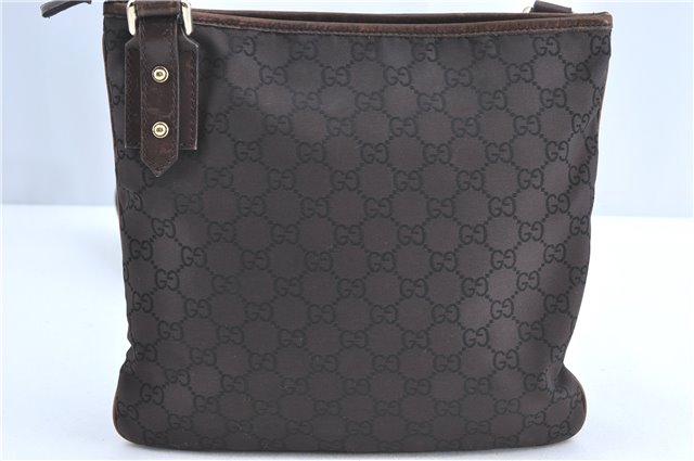 Auth GUCCI Shoulder Cross Body Bag Purse GG Nylon Leather 257246 Brown  J0611