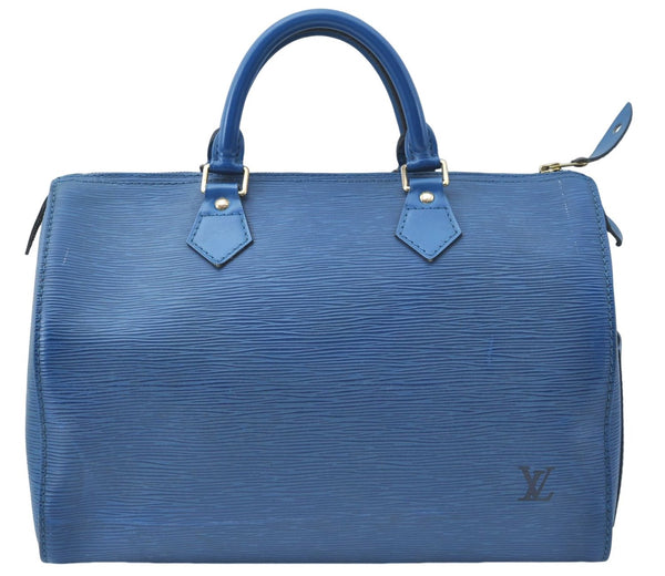 Authentic Louis Vuitton Epi Speedy 30 Hand Boston Bag Blue M43005 LV J0614
