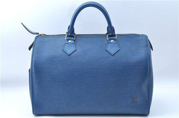Authentic Louis Vuitton Epi Speedy 30 Hand Boston Bag Blue M43005 LV J0614