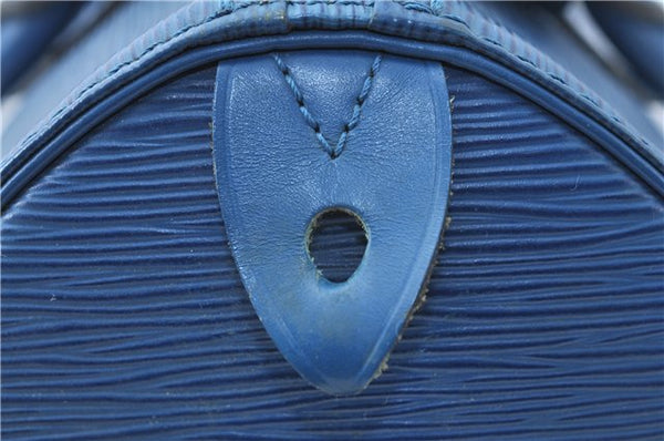 Authentic Louis Vuitton Epi Speedy 30 Hand Boston Bag Blue M43005 LV J0614
