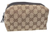 Authentic GUCCI Pouch Purse GG Canvas Leather 29595 Brown J0616
