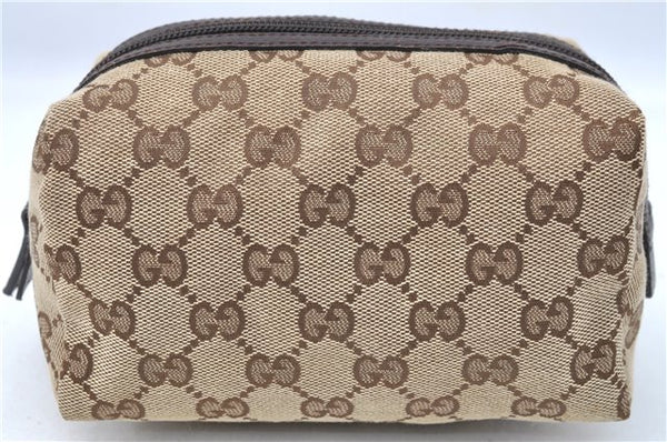 Authentic GUCCI Pouch Purse GG Canvas Leather 29595 Brown J0616