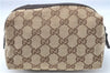 Authentic GUCCI Pouch Purse GG Canvas Leather 29595 Brown J0616