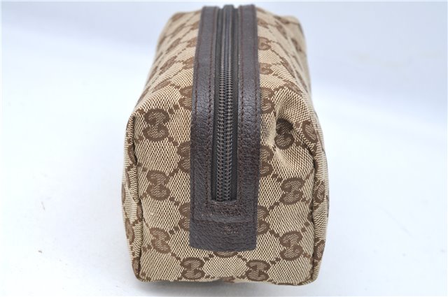Authentic GUCCI Pouch Purse GG Canvas Leather 29595 Brown J0616