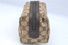 Authentic GUCCI Pouch Purse GG Canvas Leather 29595 Brown J0616