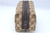 Authentic GUCCI Pouch Purse GG Canvas Leather 29595 Brown J0616