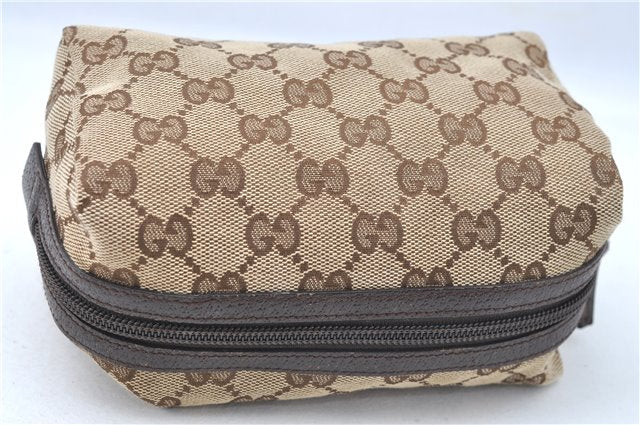 Authentic GUCCI Pouch Purse GG Canvas Leather 29595 Brown J0616
