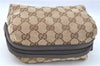 Authentic GUCCI Pouch Purse GG Canvas Leather 29595 Brown J0616