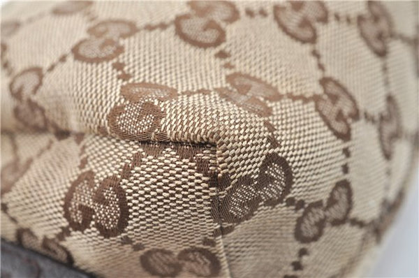 Authentic GUCCI Pouch Purse GG Canvas Leather 29595 Brown J0616