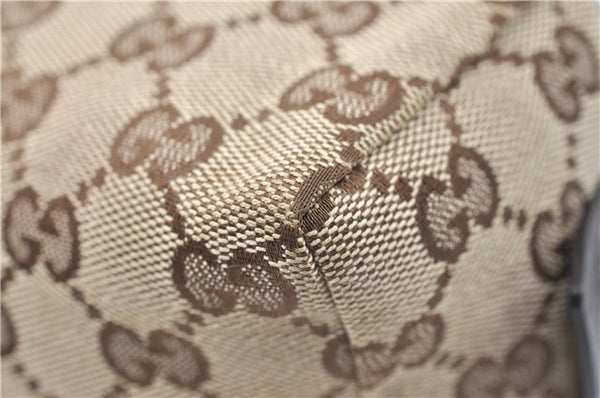 Authentic GUCCI Pouch Purse GG Canvas Leather 29595 Brown J0616