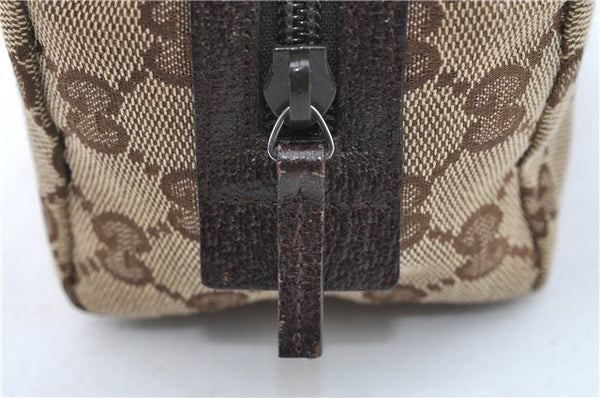 Authentic GUCCI Pouch Purse GG Canvas Leather 29595 Brown J0616