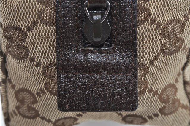 Authentic GUCCI Pouch Purse GG Canvas Leather 29595 Brown J0616