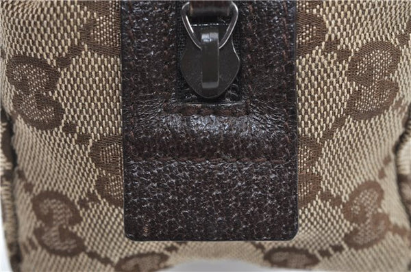 Authentic GUCCI Pouch Purse GG Canvas Leather 29595 Brown J0616