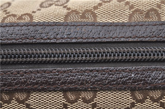Authentic GUCCI Pouch Purse GG Canvas Leather 29595 Brown J0616