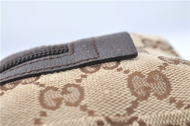 Authentic GUCCI Pouch Purse GG Canvas Leather 29595 Brown J0616