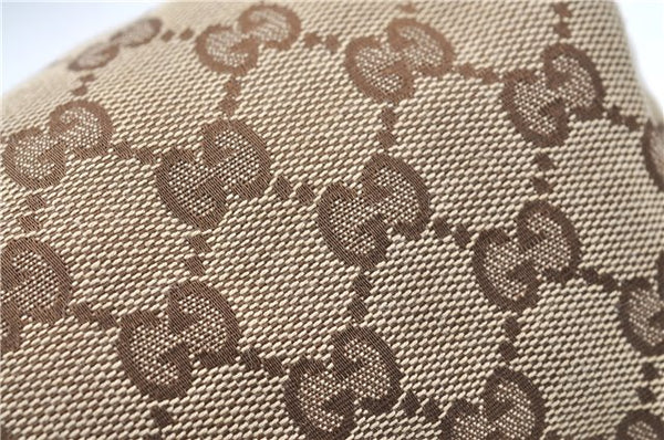 Authentic GUCCI Pouch Purse GG Canvas Leather 29595 Brown J0616