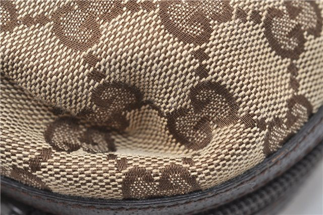 Authentic GUCCI Pouch Purse GG Canvas Leather 29595 Brown J0616