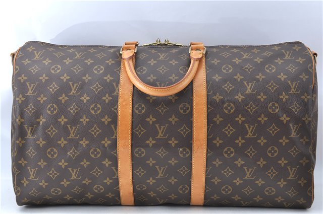 Auth Louis Vuitton Monogram Keepall Bandouliere 55 Boston Bag M41414 LV J0617