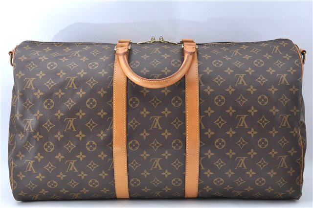 Auth Louis Vuitton Monogram Keepall Bandouliere 55 Boston Bag M41414 LV J0617