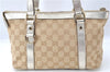 Authentic GUCCI Tote Hand Bag GG Canvas Leather 141471 Beige Gold J0619