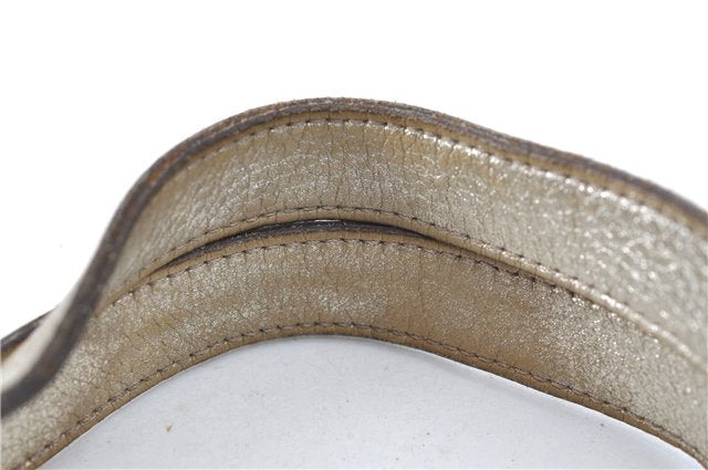 Authentic GUCCI Tote Hand Bag GG Canvas Leather 141471 Beige Gold J0619