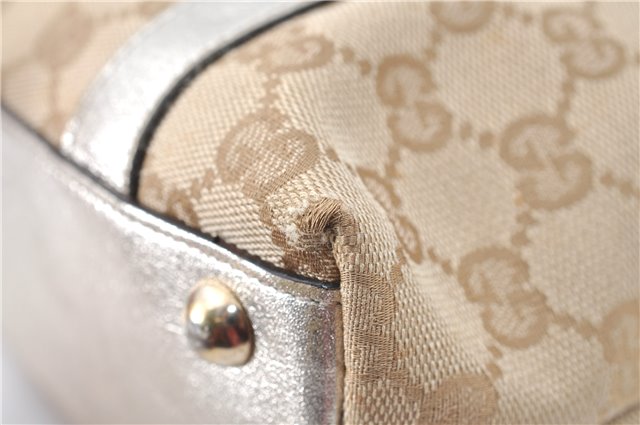 Authentic GUCCI Tote Hand Bag GG Canvas Leather 141471 Beige Gold J0619