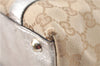 Authentic GUCCI Tote Hand Bag GG Canvas Leather 141471 Beige Gold J0619