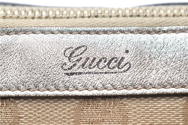 Authentic GUCCI Tote Hand Bag GG Canvas Leather 141471 Beige Gold J0619