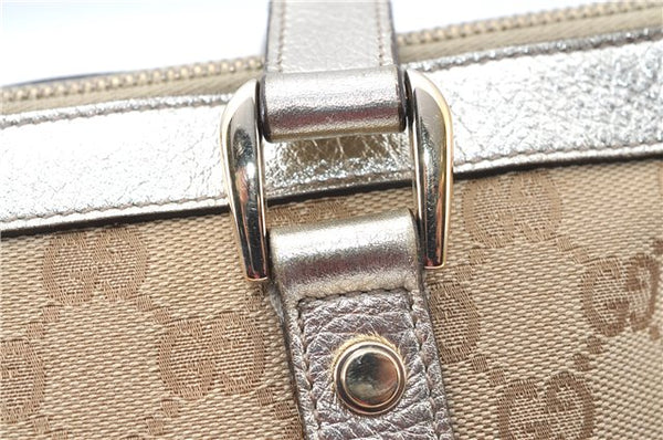 Authentic GUCCI Tote Hand Bag GG Canvas Leather 141471 Beige Gold J0619