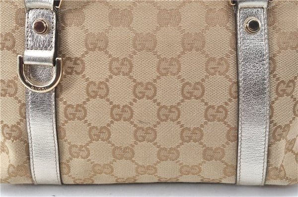Authentic GUCCI Tote Hand Bag GG Canvas Leather 141471 Beige Gold J0619