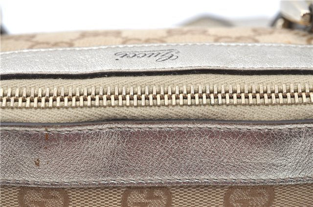 Authentic GUCCI Tote Hand Bag GG Canvas Leather 141471 Beige Gold J0619