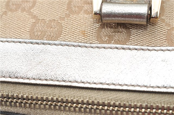 Authentic GUCCI Tote Hand Bag GG Canvas Leather 141471 Beige Gold J0619