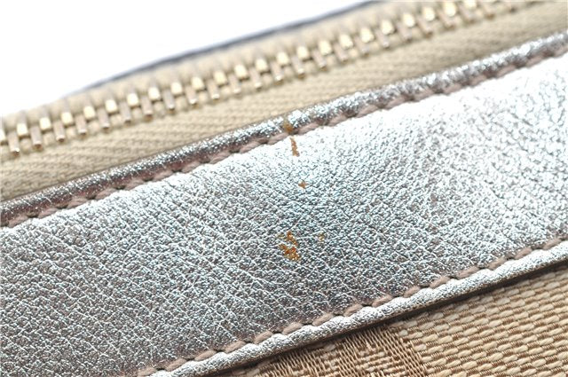 Authentic GUCCI Tote Hand Bag GG Canvas Leather 141471 Beige Gold J0619