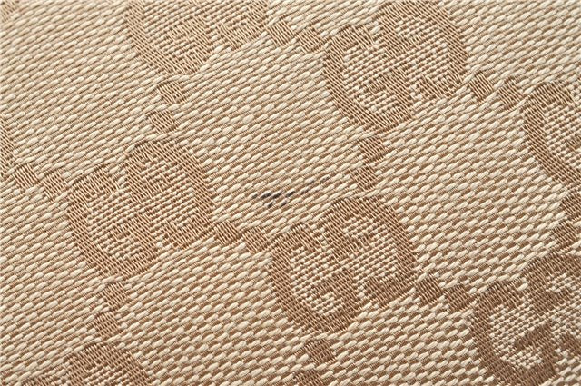 Authentic GUCCI Tote Hand Bag GG Canvas Leather 141471 Beige Gold J0619