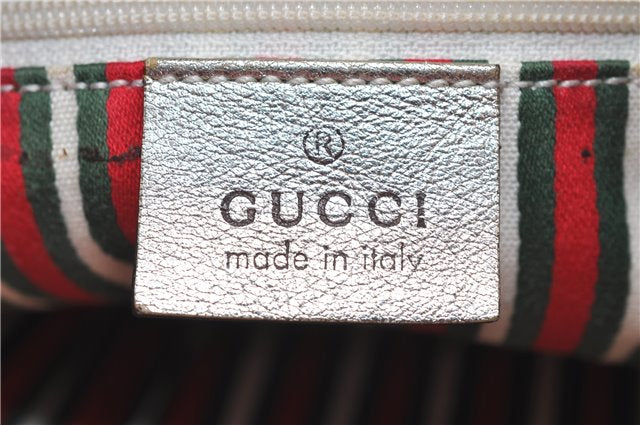 Authentic GUCCI Tote Hand Bag GG Canvas Leather 141471 Beige Gold J0619