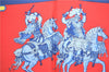 Authentic HERMES Carre 90 Scarf "CARROUSEL" Silk Navy Blue Box J0621