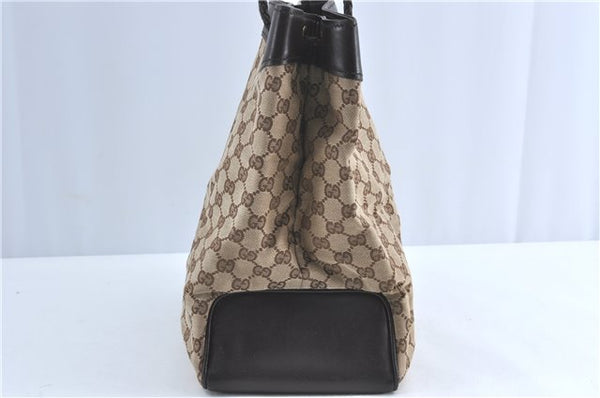Authentic GUCCI Shoulder Tote Bag GG Canvas Leather 109141 Brown J0623