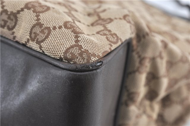 Authentic GUCCI Shoulder Tote Bag GG Canvas Leather 109141 Brown J0623