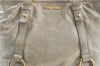 Authentic MIU MIU Leather Hand Tote Bag Purse Light Gray J0624