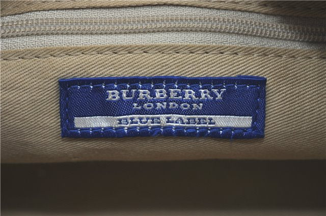 Authentic BURBERRY BLUE LABEL Shoulder Hand Bag Canvas Leather Brown J0632