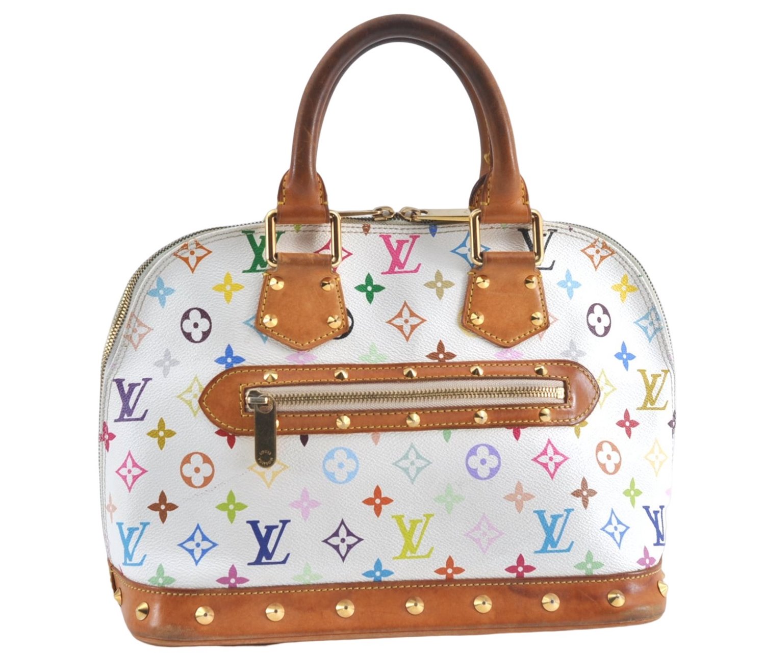 Auth Louis Vuitton Monogram Multicolor Alma PM Hand Bag White M92647 LV J0640