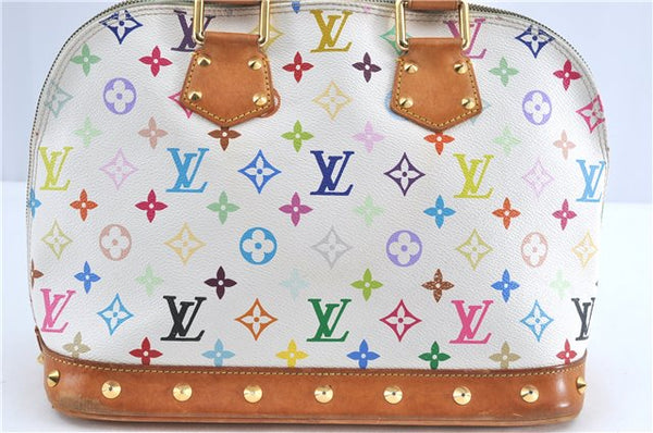 Auth Louis Vuitton Monogram Multicolor Alma PM Hand Bag White M92647 LV J0640