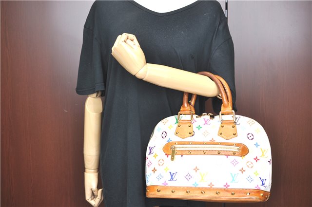Auth Louis Vuitton Monogram Multicolor Alma PM Hand Bag White M92647 LV J0640