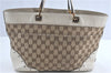 Authentic GUCCI Shoulder Tote Bag GG Canvas Leather 145993 Brown Ivory J0645