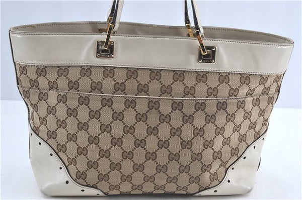 Authentic GUCCI Shoulder Tote Bag GG Canvas Leather 145993 Brown Ivory J0645