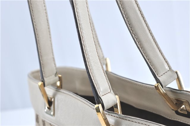 Authentic GUCCI Shoulder Tote Bag GG Canvas Leather 145993 Brown Ivory J0645