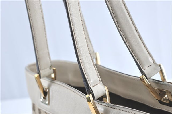 Authentic GUCCI Shoulder Tote Bag GG Canvas Leather 145993 Brown Ivory J0645