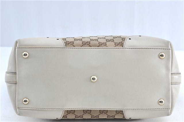 Authentic GUCCI Shoulder Tote Bag GG Canvas Leather 145993 Brown Ivory J0645